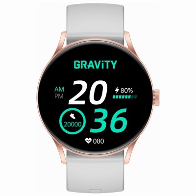 Smartwatch Damski Gravity GT2-3 PRO na pasku gumowym w kolorze Różowe Złoto/Szary o szerokości 22mm