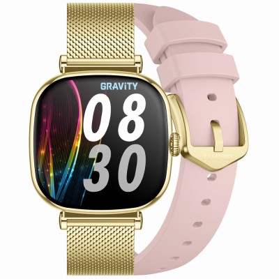 Smartwatch Damski Gravity GT32-1 na pasku gumowym w kolorze Złoty/Różowy o szerokości 18mm