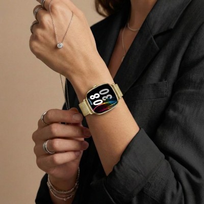 Smartwatch Damski Gravity GT32-2 na pasku skórzanym w kolorze Złoty/Biały o szerokości 18mm