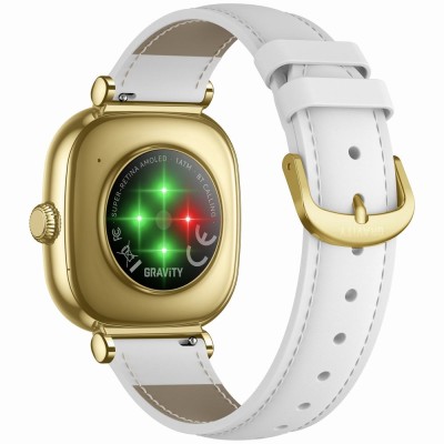 Smartwatch Damski Gravity GT32-2 na pasku skórzanym w kolorze Złoty/Biały o szerokości 18mm