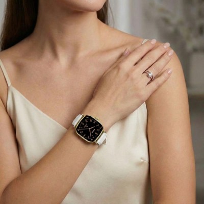 Smartwatch Damski Gravity GT32-2 na pasku skórzanym w kolorze Złoty/Biały o szerokości 18mm