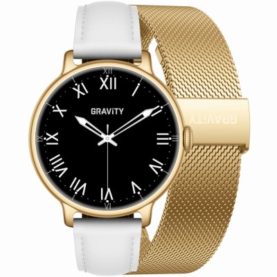 Smartwatch Damski Gravity GT33-1 na pasku gumowym w kolorze Złoty/Różowy o szerokości 18mm