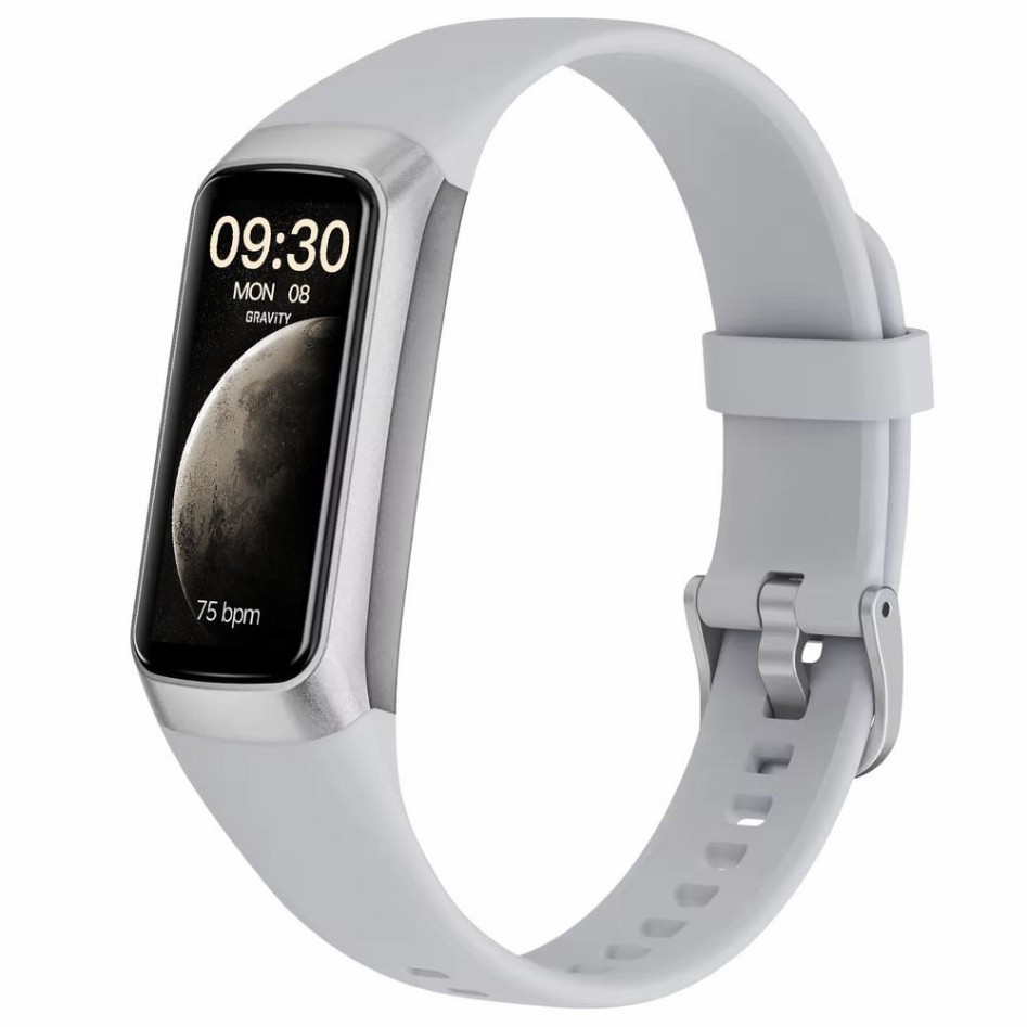 Smartwatch Damski Gravity GT40-2 na pasku gumowym w kolorze Srebrny/Szary o szerokości 19mm