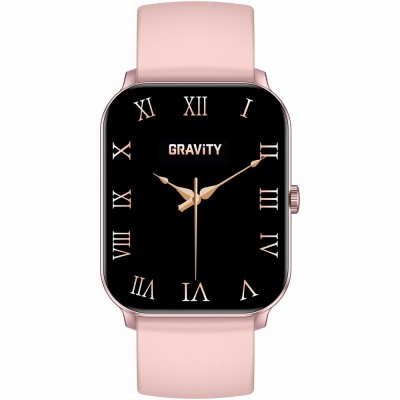 Smartwatch Damski Gravity GT36-1 na pasku gumowym w kolorze Różowy/Różowy o szerokości 22mm