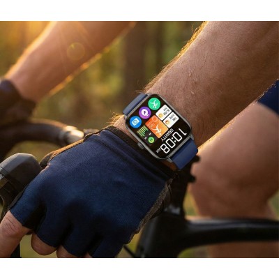 Smartwatch Męski Gravity GT36-6 na pasku gumowym w kolorze Czarny/Granatowy o szerokości 22mm