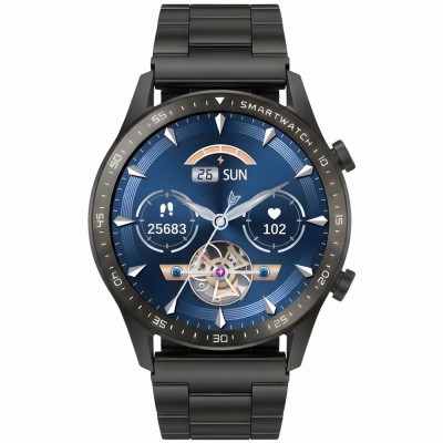 Smartwatch Męski Gravity GT10-1 na bransolecie stalowej w kolorze Czarny/Czarny o szerokości 22mm