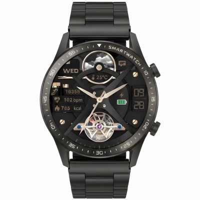 Smartwatch Męski Gravity GT10-1 na bransolecie stalowej w kolorze Czarny/Czarny o szerokości 22mm