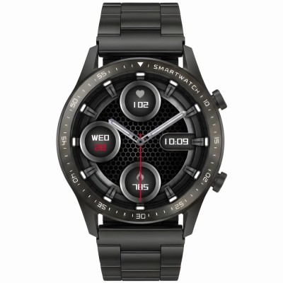 Smartwatch Męski Gravity GT10-1 na bransolecie stalowej w kolorze Czarny/Czarny o szerokości 22mm