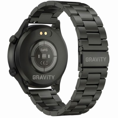 Smartwatch Męski Gravity GT10-1 na bransolecie stalowej w kolorze Czarny/Czarny o szerokości 22mm