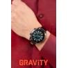 Smartwatch Męski Gravity GT10-2 na pasku skórzanym w kolorze Czarny/Czarny o szerokości 22mm
