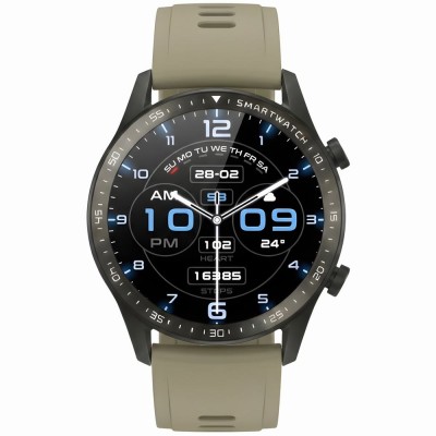 Smartwatch Męski Gravity GT10-2 na pasku skórzanym w kolorze Czarny/Czarny o szerokości 22mm