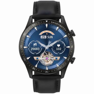 Smartwatch Męski Gravity GT10-2 na pasku skórzanym w kolorze Czarny/Czarny o szerokości 22mm