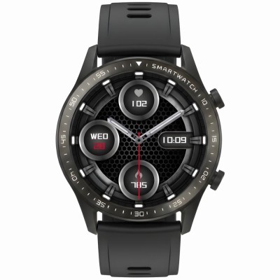 Smartwatch Męski Gravity GT10-3 na pasku skórzanym w kolorze Czarny/Czarny o szerokości 22mm