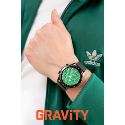 Smartwatch Męski Gravity GT10-3 na pasku skórzanym w kolorze Czarny/Czarny o szerokości 22mm