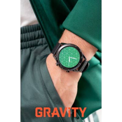 Smartwatch Męski Gravity GT10-4 na pasku skórzanym w kolorze Czarny/Brązowy o szerokości 22mm