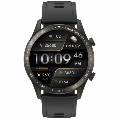 Smartwatch Męski Gravity GT10-4 na pasku skórzanym w kolorze Czarny/Brązowy o szerokości 22mm