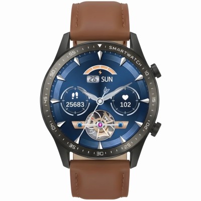 Smartwatch Męski Gravity GT10-4 na pasku skórzanym w kolorze Czarny/Brązowy o szerokości 22mm