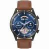 Smartwatch Męski Gravity GT10-4 na pasku skórzanym w kolorze Czarny/Brązowy o szerokości 22mm