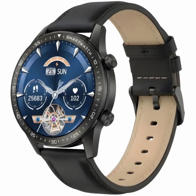 Smartwatch Męski Gravity GT10-5 na pasku skórzanym w kolorze Czarny/Czarny o szerokości 22mm