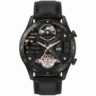 Smartwatch Męski Gravity GT10-5 na pasku skórzanym w kolorze Czarny/Czarny o szerokości 22mm