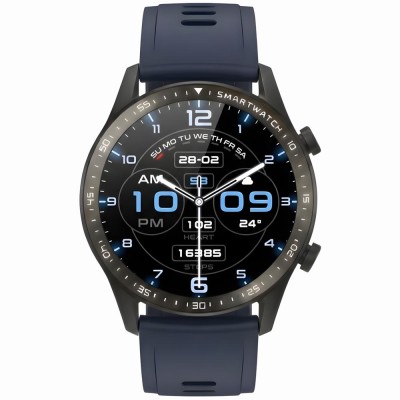 Smartwatch Męski Gravity GT10-5 na pasku skórzanym w kolorze Czarny/Czarny o szerokości 22mm
