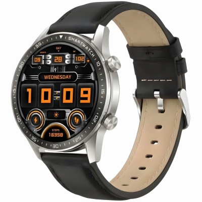 Smartwatch Męski Gravity GT10-7 na pasku skórzanym w kolorze Srebrny/Czarny o szerokości 22mm