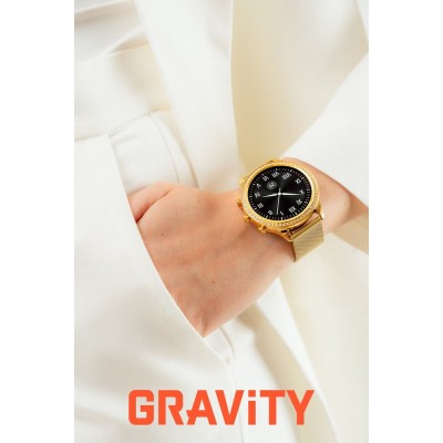 Smartwatch Damski Gravity GT5-2 na bransolecie mesh w kolorze Złoty/Złoty o szerokości 18mm