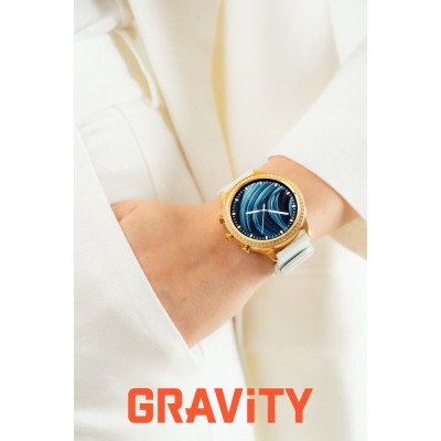 Smartwatch Damski Gravity GT5-2 na bransolecie mesh w kolorze Złoty/Złoty o szerokości 18mm