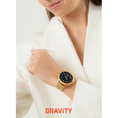 Smartwatch Damski Gravity GT5-3 na bransolecie mesh w kolorze Złoty/Złoty o szerokości 18mm