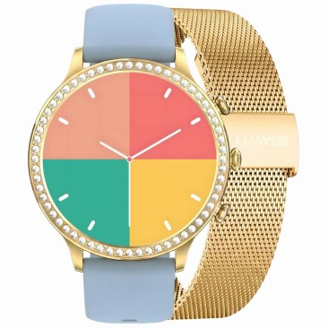 Smartwatch Damski Gravity GT5-4 na bransolecie mesh w kolorze Złoty/Złoty o szerokości 18mm