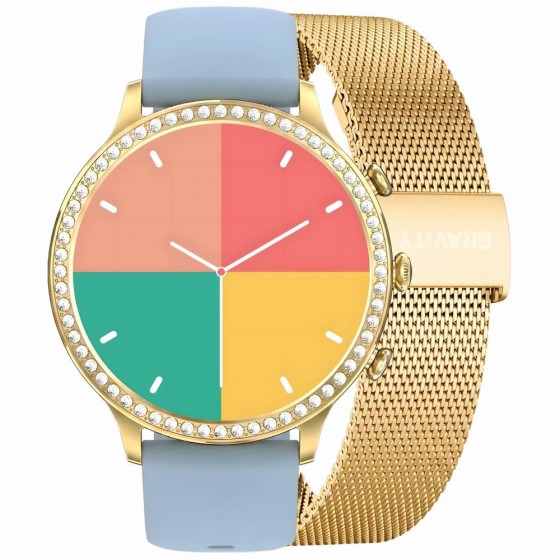Smartwatch Damski Gravity GT5-4 na bransolecie mesh w kolorze Złoty/Złoty o szerokości 18mm