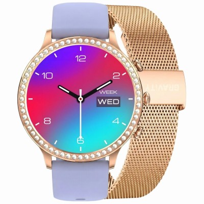 Smartwatch Damski Gravity GT5-7 na bransolecie mesh w kolorze Różowe Złoto/Różowe Złoto o szerokości 18mm