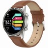 Smartwatch Męski Gravity GT10-8 na pasku skórzanym w kolorze Srebrny/Brązowy o szerokości 22mm