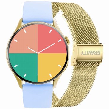 Smartwatch Damski Gravity GT11-4 na bransolecie mesh w kolorze Złoty/Złoty o szerokości 22mm