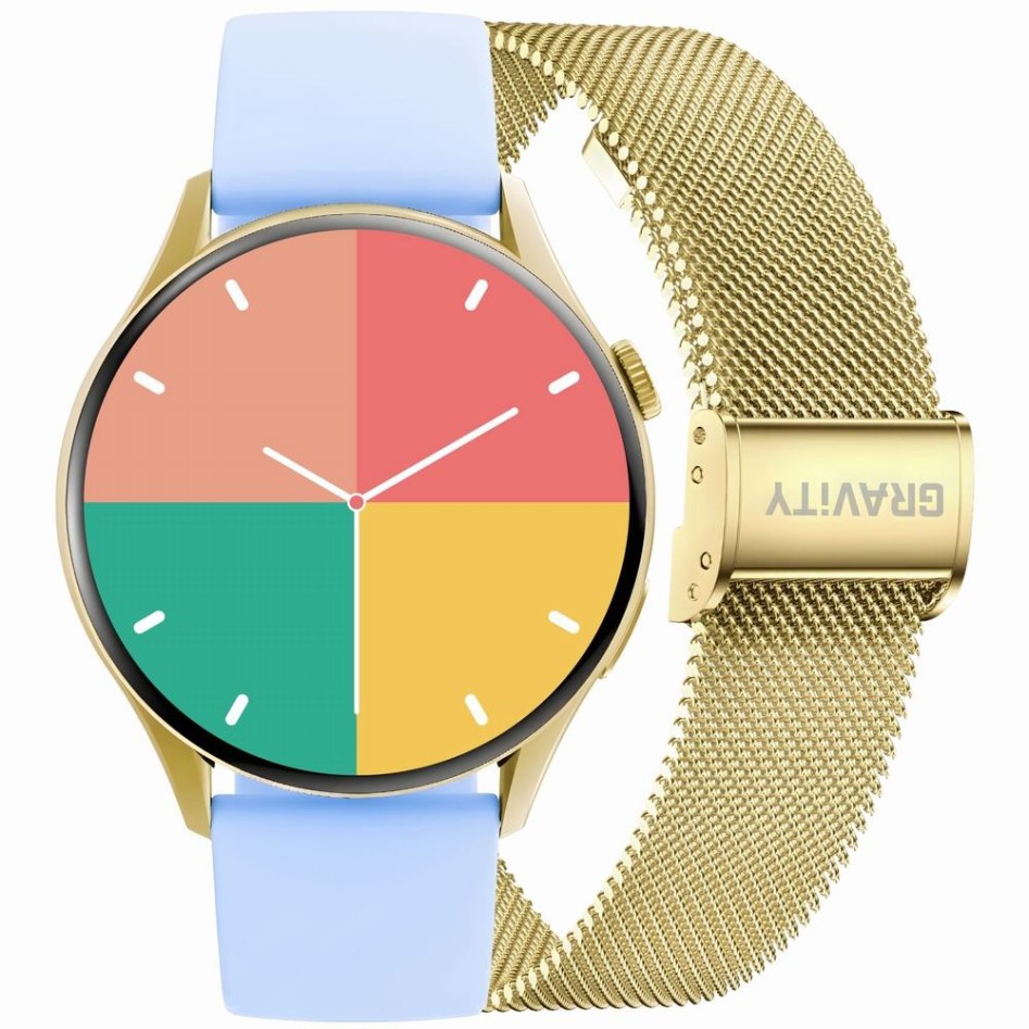 Smartwatch Damski Gravity GT11-4 na bransolecie mesh w kolorze Złoty/Złoty o szerokości 22mm