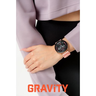 Smartwatch Damski Gravity GT11-5 na bransolecie mesh w kolorze Różowe Złoto/Różowe Złoto o szerokości 22mm