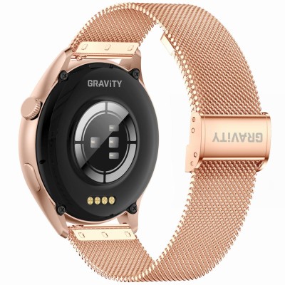 Smartwatch Damski Gravity GT11-7 na bransolecie mesh w kolorze Różowe Złoto/Różowe Złoto o szerokości 22mm
