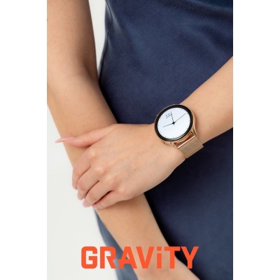 Smartwatch Damski Gravity GT11-8 na bransolecie mesh w kolorze Różowe Złoto/Różowe Złoto o szerokości 22mm