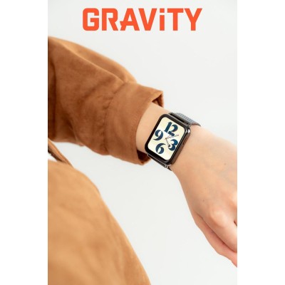 Smartwatch Damski Gravity GT17-8 na bransolecie mesh w kolorze Czarny/Czarny o szerokości 22mm