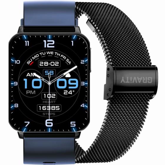 Smartwatch Męski Gravity GT17-9  w kolorze Czarny/Czarny o szerokości 22mm
