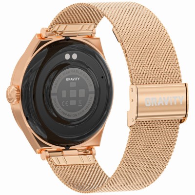 Smartwatch Damski Gravity GT25-1 na bransolecie mesh w kolorze Różowe Złoto/Różowe Złoto o szerokości 20mm