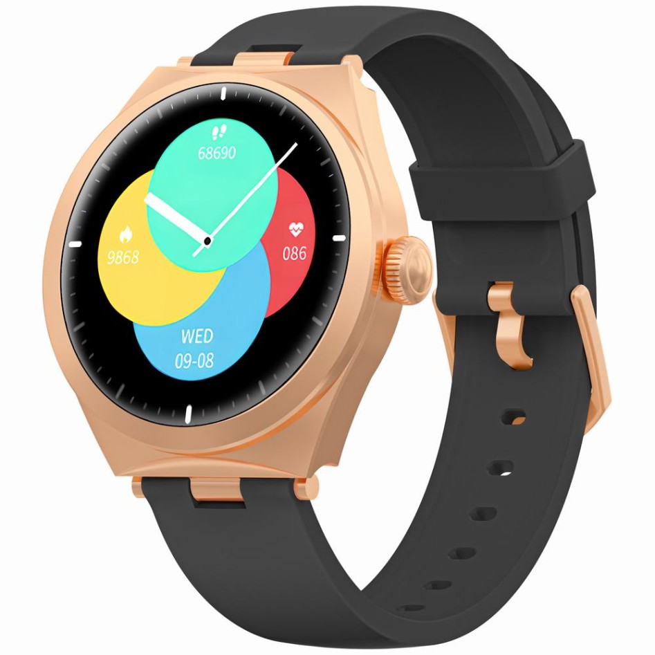 Smartwatch Damski Gravity GT25-3 na pasku gumowym w kolorze Różowe Złoto/Czarny o szerokości 20mm