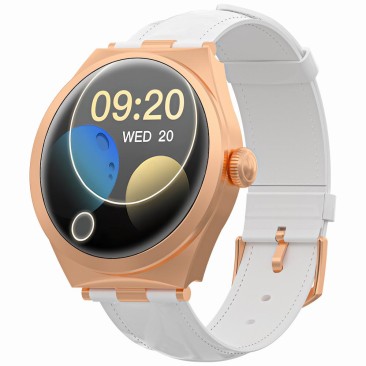 Smartwatch Damski Gravity GT25-5 na pasku skórzanym w kolorze Różowe Złoto/Biały o szerokości 20mm