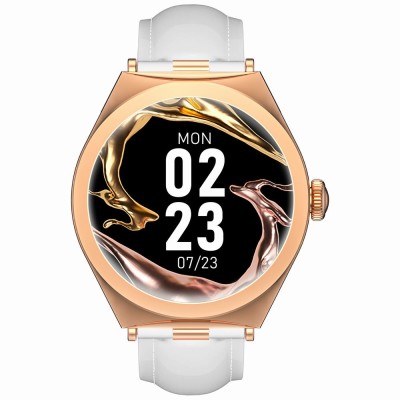 Smartwatch Damski Gravity GT25-5 na pasku skórzanym w kolorze Różowe Złoto/Biały o szerokości 20mm