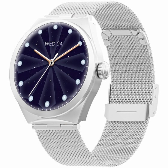 Smartwatch Damski Gravity GT25-7 na bransolecie mesh w kolorze Srebrny/Srebrny o szerokości 20mm
