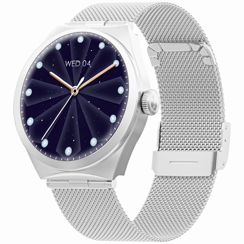 Smartwatch Damski Gravity GT25-7 na bransolecie mesh w kolorze Srebrny/Srebrny o szerokości 20mm