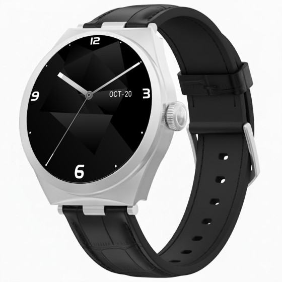 Smartwatch Damski Gravity GT25-8 na pasku skórzanym w kolorze Srebrny/Czarny o szerokości 20mm