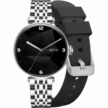 Smartwatch Damski Gravity GT26-9 na bransolecie mesh w kolorze Srebrny/Srebrny o szerokości 20mm