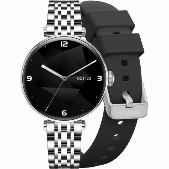 Smartwatch Damski Gravity GT26-9 na bransolecie mesh w kolorze Srebrny/Srebrny o szerokości 20mm