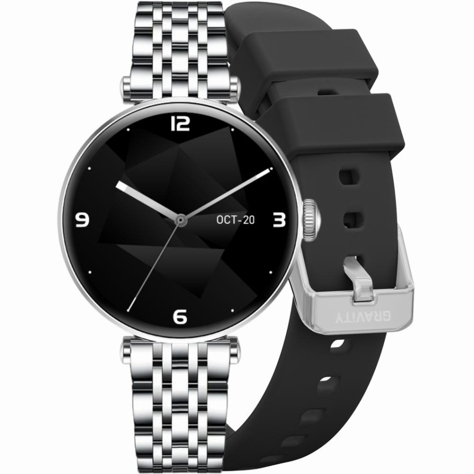 Smartwatch Damski Gravity GT26-9 na bransolecie mesh w kolorze Srebrny/Srebrny o szerokości 20mm